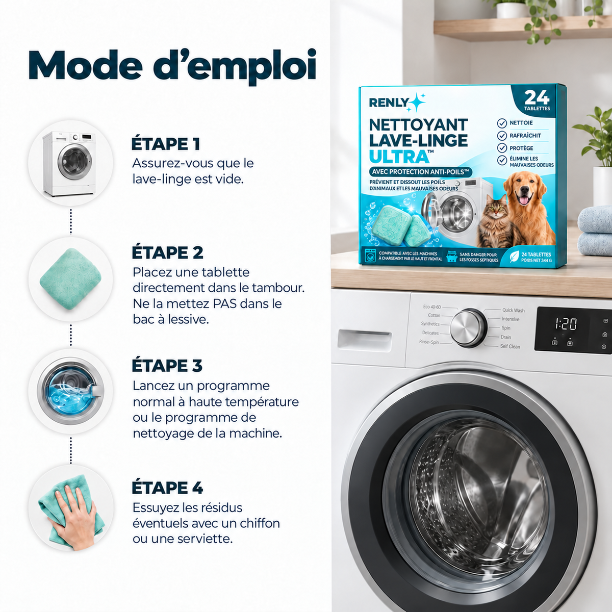 Comment utiliser Renly Pro dans la machine à laver