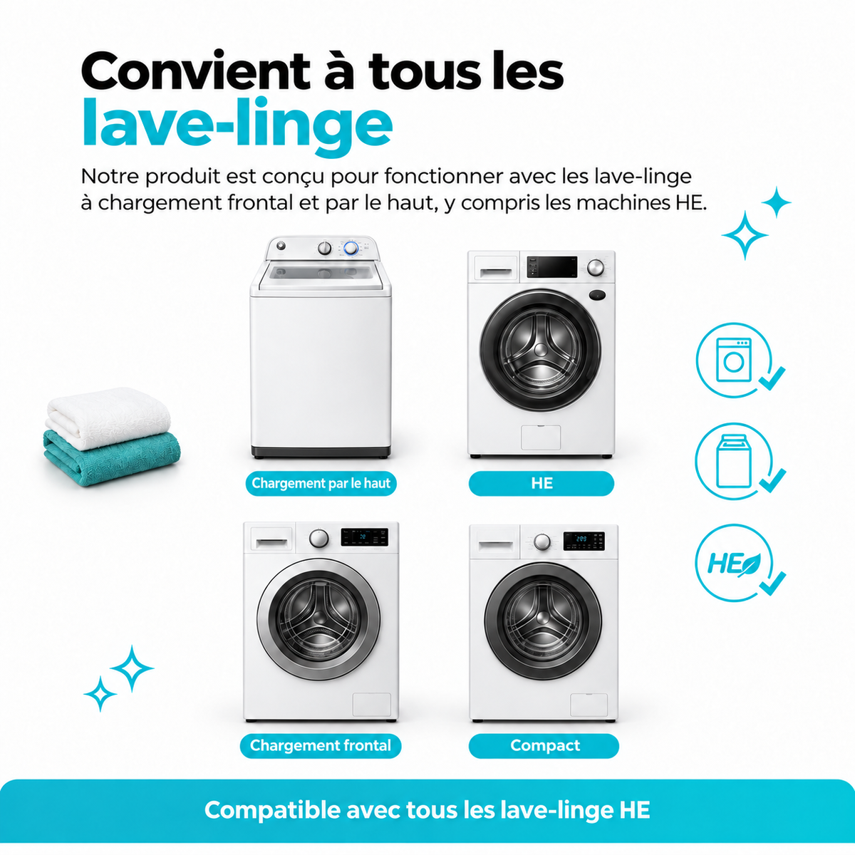 Renly Pro est compatible avec plusieurs types de machines à laver.